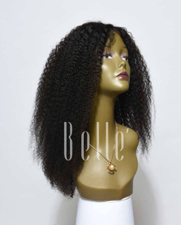 High Quality African American Wig Mongolian Virgin Hair Silk Top Lace Front Wig Afro Curl 