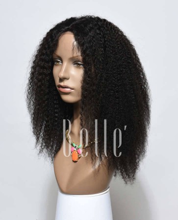 High Quality African American Wig Indian Virgin Hair Lace Front Wig Afro Curl 