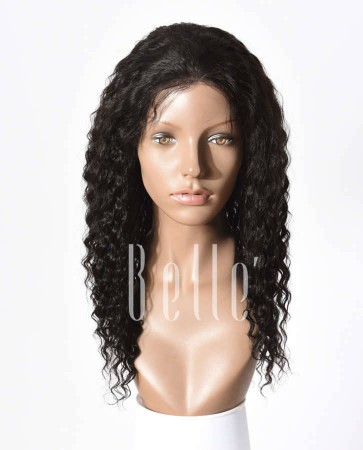 Deep Wave 100% Brazilian Virgin Hair Silk Top Full Lace Wig Invisible knots Natural Looking