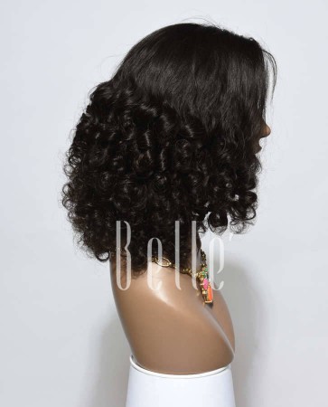 Best Mongolian Virgin Hair Half Tight Spiral Curl Silk Top Full Lace Wig