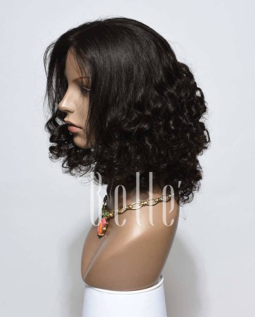 Premium Malaysian Virgin Hair Half Tight Spiral Curl Silk Top Full Lace Wig