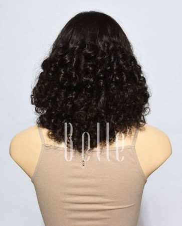 Best Brazilian Virgin Hair Half Tight Spiral Curl Silk Top Lace Front Wig With Baby Hair