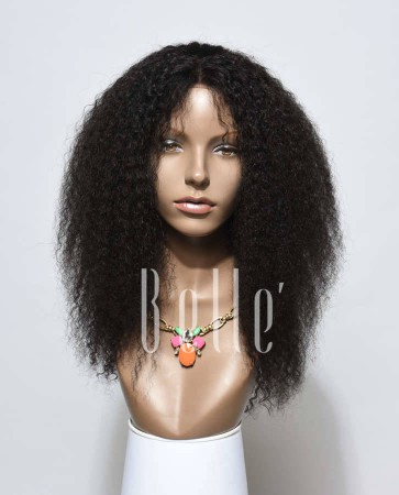 100% Real Human Hair Indian Remy Hair Afro Lace Front Wig Jeri Curl