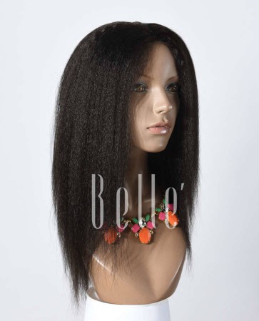 African American Kinky Straight 100% Premium Peruvian Virgin Hair Lace Front Wig