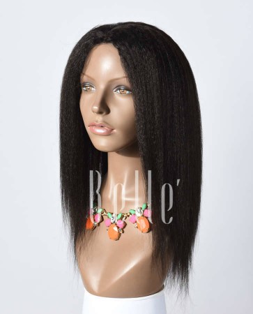 African American Kinky Straight Best Mongolian Virgin Hair Lace Front Wig