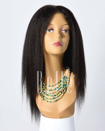 African American Kinky Straight Best Brazilian Virgin Hair Silk Top Full Lace Wig