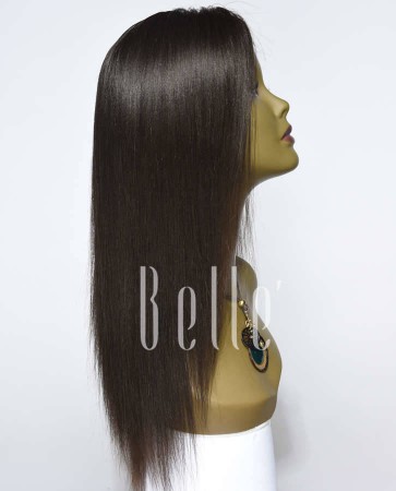 Best Seller Light Yaki 100% Premium Mongolian Virgin Hair Silk Top Lace Front Wig