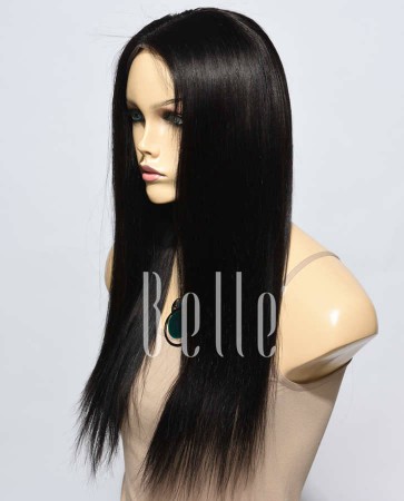 Light Yaki 100% Premium Malaysian Virgin Hair Lace Front Wig Natural Color