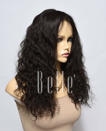 Natural Curl Top-quality Indian Remy Hair Swiss Silk Top Lace Front Wig