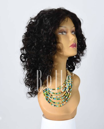 100% Premium Human Hair Mongolian Virgin Hair Silk Top Lace Front Wig Spiral Curl