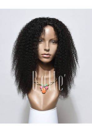 High Quality African American Wig Indian Remy Hair Lace Front Wig Afro Curl 