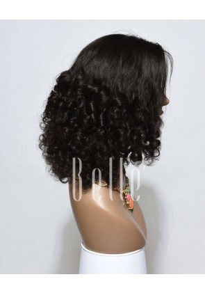 Best Mongolian Virgin Hair Half Tight Spiral Curl Silk Top Full Lace Wig