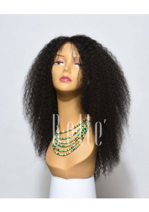 100% Real Human Hair Indian Virgin Hair Afro Silk Top Lace Front Wig Jeri Curl