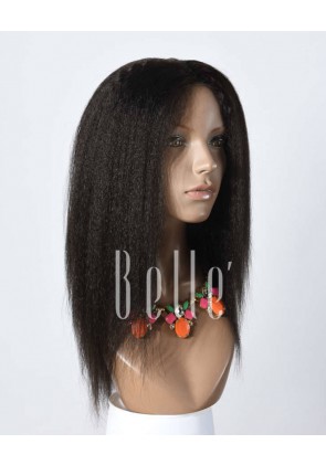 African American Kinky Straight Inspired Chinese Virgin Hair Lace Front Wig