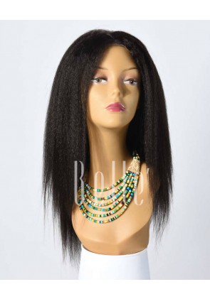 African American Kinky Straight Best Brazilian Virgin Hair Silk Top Full Lace Wig