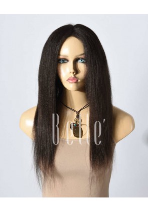 Kinky Straight African American Inspired Chinese Virgin Hair Silk Top Lace Front Wig