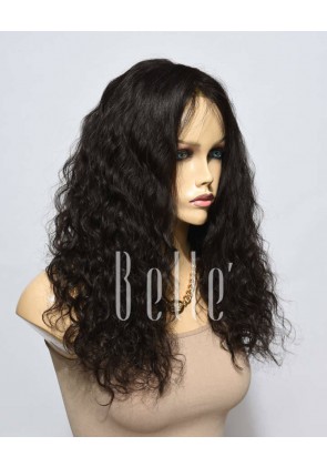 Natural Curl Top-quality Indian Remy Hair Swiss Silk Top Lace Front Wig