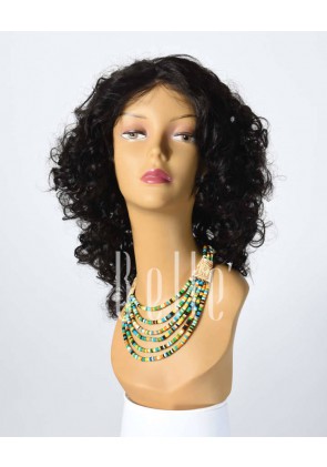 Spiral Curl 100% Premium Human Hair Peruvian Virgin Hair Silk Top Lace Front Wig